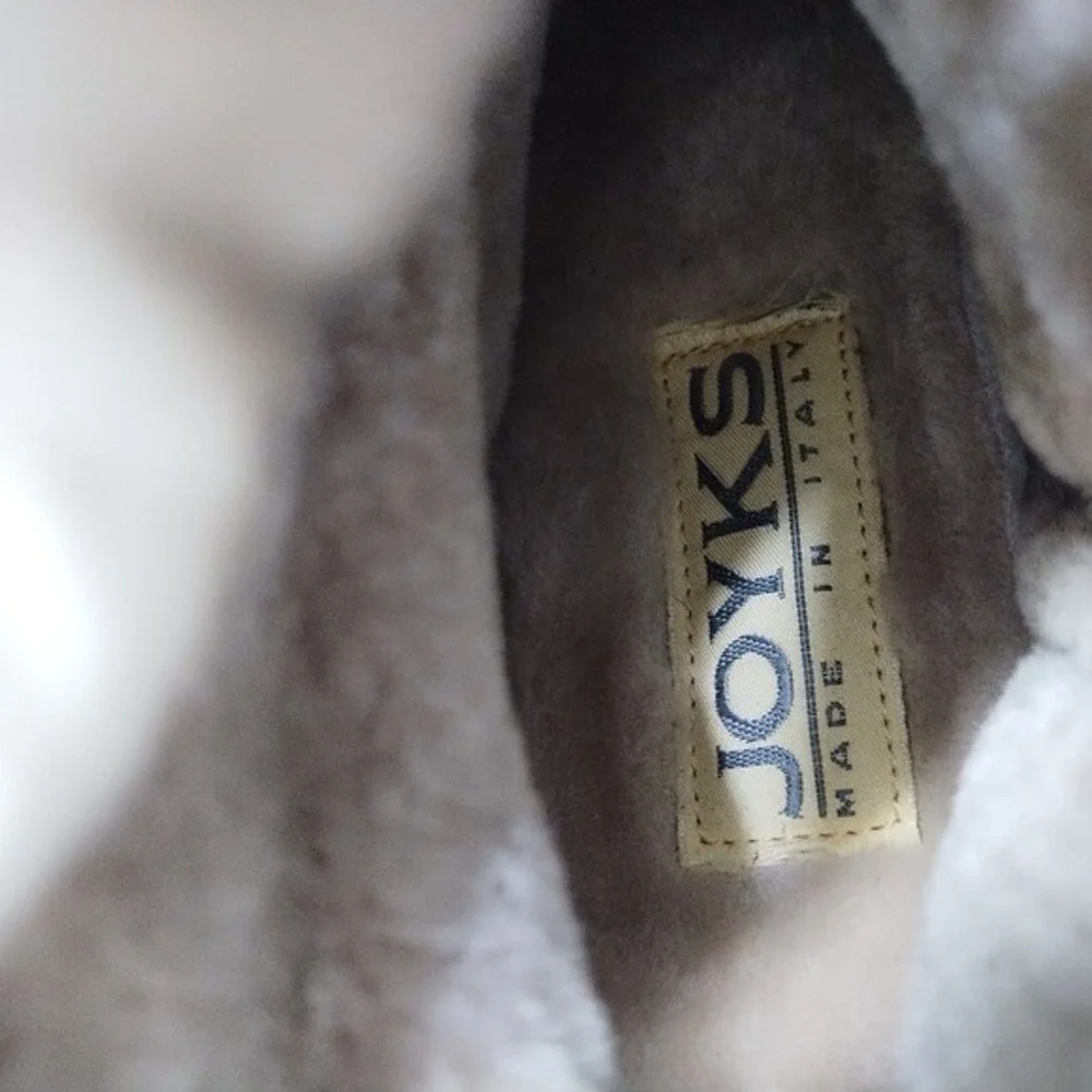 Joyks Ankle Winter Boots Womens Size 8 White‎ Brown Sude Fur Lined Side Zip